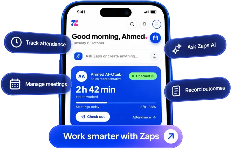 شاشة اليوم في تطبيق Zaps